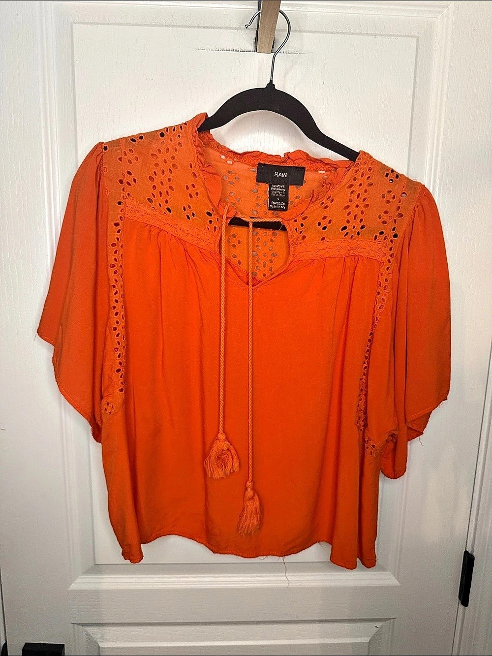 Rain Eyelet Tunic in Orange Size Small